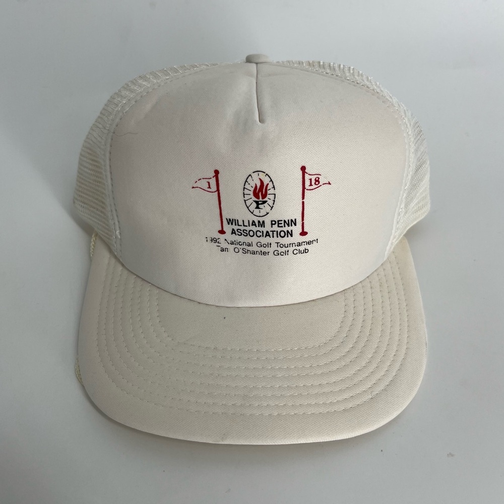 VINTAGE William Penn Association Hat Mens OS White‎ 1992 90s Adjustable SnapBack